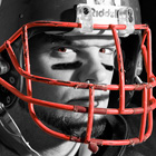 Schwarz-Weiss-Portrait Football-Spieler mit ColorKey-Effekt